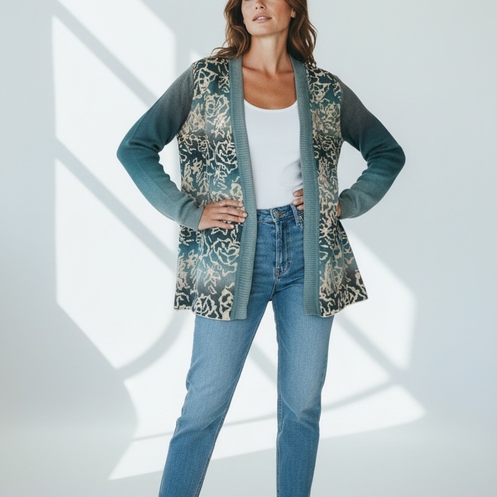 Catherines Blue and Cream Floral Cardigan